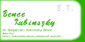 bence kubinszky business card